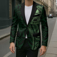 New Zealand Skull Darts Blazer Aotearoa Maori Chest Tattoo Stylized Green - Polynesian Pride