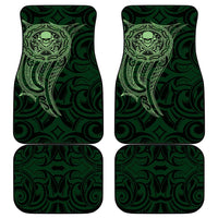 New Zealand Skull Darts Car Mats Aotearoa Maori Chest Tattoo Stylized Green - Polynesian Pride