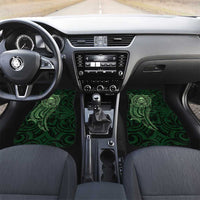 New Zealand Skull Darts Car Mats Aotearoa Maori Chest Tattoo Stylized Green - Polynesian Pride