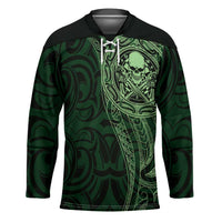 New Zealand Skull Darts Hockey Jersey Aotearoa Maori Chest Tattoo Stylized Green - Polynesian Pride