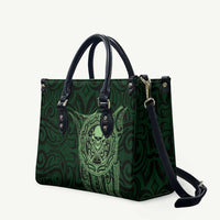 New Zealand Skull Darts Leather Bag Aotearoa Maori Chest Tattoo Stylized Green - Polynesian Pride