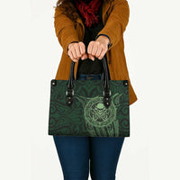 New Zealand Skull Darts Leather Bag Aotearoa Maori Chest Tattoo Stylized Green - Polynesian Pride