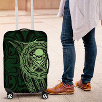 New Zealand Skull Darts Luggage Cover Aotearoa Maori Chest Tattoo Stylized Green - Polynesian Pride