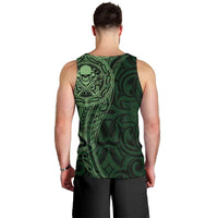 New Zealand Skull Darts Men Tank Top Aotearoa Maori Chest Tattoo Stylized Green - Polynesian Pride