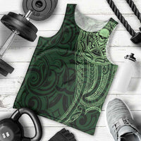 New Zealand Skull Darts Men Tank Top Aotearoa Maori Chest Tattoo Stylized Green - Polynesian Pride