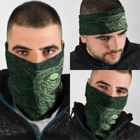 New Zealand Skull Darts Neck Gaiter Aotearoa Maori Chest Tattoo Stylized Green - Polynesian Pride