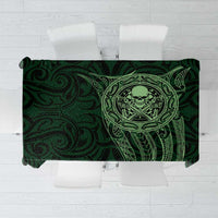 New Zealand Skull Darts Tablecloth Aotearoa Maori Chest Tattoo Stylized Green - Polynesian Pride