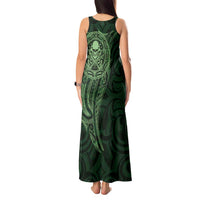 New Zealand Skull Darts Tank Maxi Dress Aotearoa Maori Chest Tattoo Stylized Green - Polynesian Pride