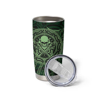 New Zealand Skull Darts Tumbler Cup Aotearoa Maori Chest Tattoo Stylized Green - Polynesian Pride