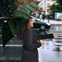 New Zealand Skull Darts Umbrella Aotearoa Maori Chest Tattoo Stylized Green - Polynesian Pride