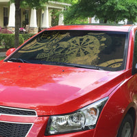 New Zealand Darts Auto Sun Shade Skull In Dart We Trust Maori Pattern - Polynesian Pride