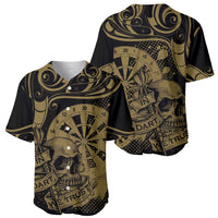 New Zealand Darts Baseball Jersey Skull In Dart We Trust Maori Pattern - Polynesian Pride