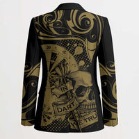 New Zealand Darts Blazer Skull In Dart We Trust Maori Pattern - Polynesian Pride
