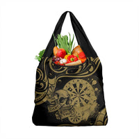 New Zealand Darts Grocery Bag Skull In Dart We Trust Maori Pattern - Polynesian Pride