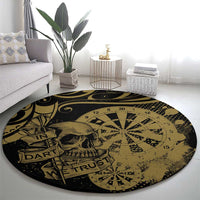 New Zealand Darts Round Carpet Skull In Dart We Trust Maori Pattern - Polynesian Pride