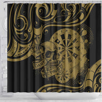 New Zealand Darts Shower Curtain Skull In Dart We Trust Maori Pattern - Polynesian Pride