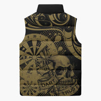 New Zealand Darts Sleeveless Puffer Jacket Skull In Dart We Trust Maori Pattern - Polynesian Pride