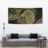 New Zealand Darts Tapestry Skull In Dart We Trust Maori Pattern - Polynesian Pride