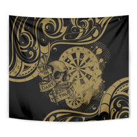 New Zealand Darts Tapestry Skull In Dart We Trust Maori Pattern - Polynesian Pride