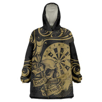 New Zealand Darts Wearable Blanket Hoodie Skull In Dart We Trust Maori Pattern - Polynesian Pride