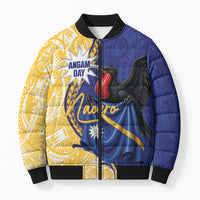 Personalised Nauru Angam Day Bomber Puffer Jacket Naoero Frigatebird With Flag Proud
