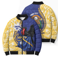 Personalised Nauru Angam Day Bomber Puffer Jacket Naoero Frigatebird With Flag Proud