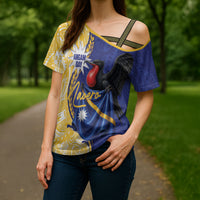 Personalised Nauru Angam Day Cross Shoulder Shirt Naoero Frigatebird With Flag Proud
