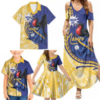 Personalised Nauru Angam Day Family Matching Summer Maxi Dress and Hawaiian Shirt Naoero Frigatebird With Flag Proud
