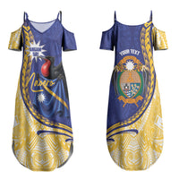 Personalised Nauru Angam Day Family Matching Summer Maxi Dress and Hawaiian Shirt Naoero Frigatebird With Flag Proud