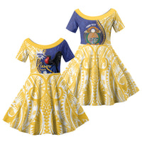 Personalised Nauru Angam Day Family Matching Summer Maxi Dress and Hawaiian Shirt Naoero Frigatebird With Flag Proud