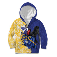 Personalised Nauru Angam Day Kid Hoodie Naoero Frigatebird With Flag Proud
