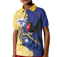 Personalised Nauru Angam Day Kid Polo Shirt Naoero Frigatebird With Flag Proud