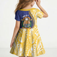 Personalised Nauru Angam Day Kid Short Sleeve Dress Naoero Frigatebird With Flag Proud