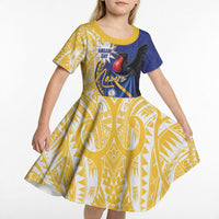 Personalised Nauru Angam Day Kid Short Sleeve Dress Naoero Frigatebird With Flag Proud