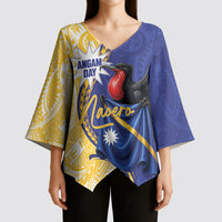 Personalised Nauru Angam Day Kimono Sleeve Blouse Naoero Frigatebird With Flag Proud