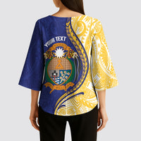 Personalised Nauru Angam Day Kimono Sleeve Blouse Naoero Frigatebird With Flag Proud