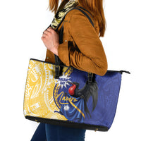 Nauru Angam Day Leather Tote Bag Naoero Frigatebird With Flag Proud