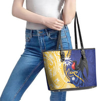 Nauru Angam Day Leather Tote Bag Naoero Frigatebird With Flag Proud