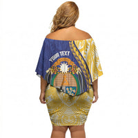 Personalised Nauru Angam Day Off Shoulder Short Dress Naoero Frigatebird With Flag Proud