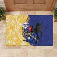 Nauru Angam Day Rubber Doormat Naoero Frigatebird With Flag Proud