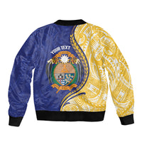 Personalised Nauru Angam Day Sleeve Zip Bomber Jacket Naoero Frigatebird With Flag Proud