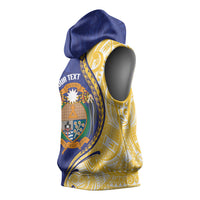 Personalised Nauru Angam Day Sleeveless Hoodie Naoero Frigatebird With Flag Proud
