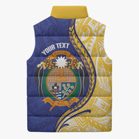 Personalised Nauru Angam Day Sleeveless Puffer Jacket Naoero Frigatebird With Flag Proud