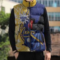 Personalised Nauru Angam Day Sleeveless Puffer Jacket Naoero Frigatebird With Flag Proud