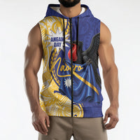 Personalised Nauru Angam Day Sleeveless Zip Hoodie Naoero Frigatebird With Flag Proud