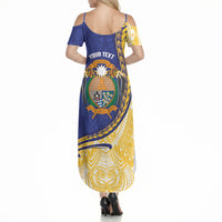 Personalised Nauru Angam Day Summer Maxi Dress Naoero Frigatebird With Flag Proud
