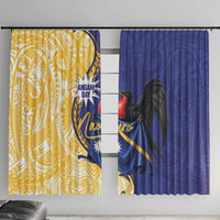 Nauru Angam Day Window Curtain Naoero Frigatebird With Flag Proud
