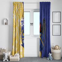 Nauru Angam Day Window Curtain Naoero Frigatebird With Flag Proud