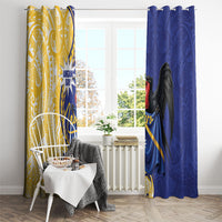 Nauru Angam Day Window Curtain Naoero Frigatebird With Flag Proud