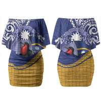 Magnificent Frigatebird Nauru Couples Matching Off Shoulder Short Dress and Hawaiian Shirt Pandanus Weaving Polynesian Pattern